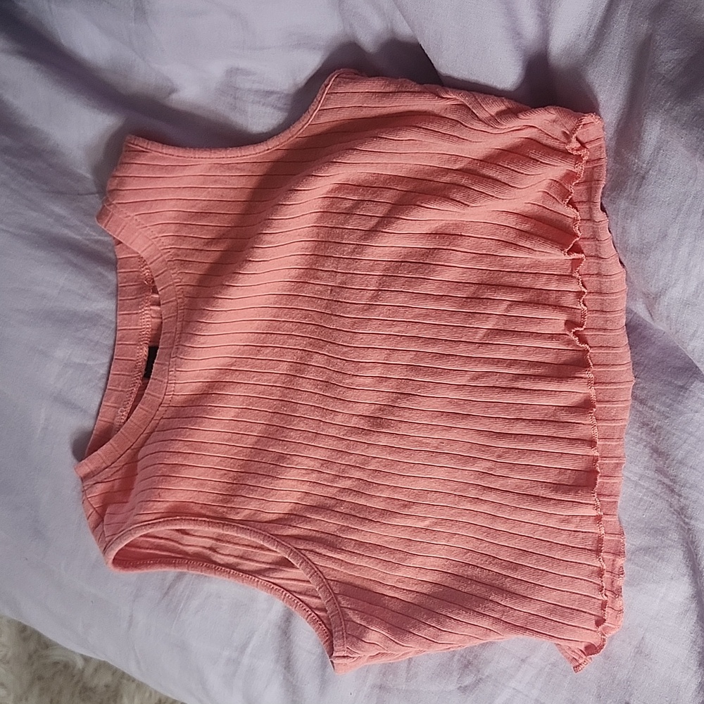 Coral pink scalloped top